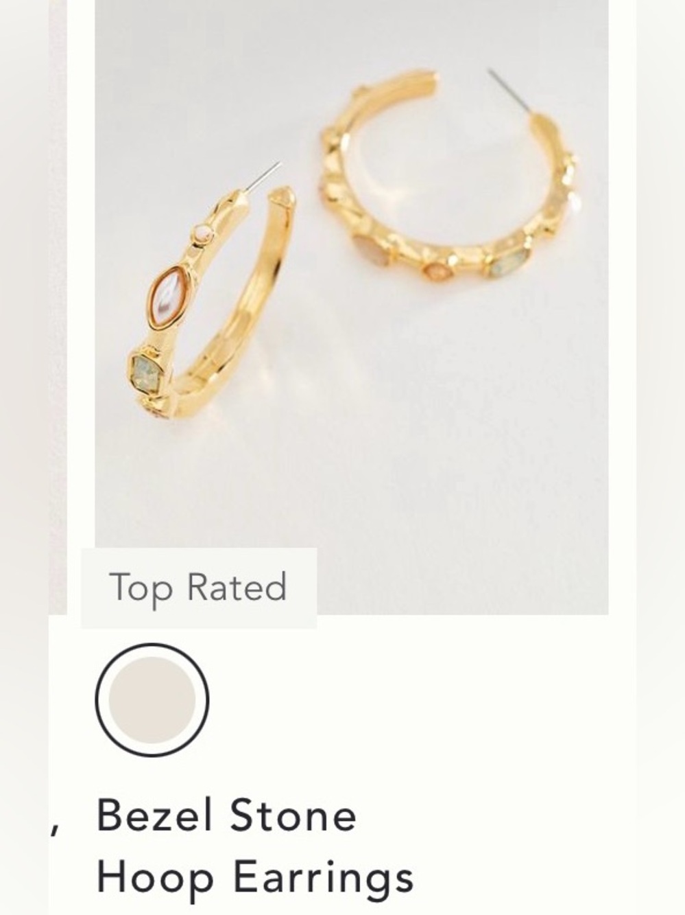 Anthropologie Bezel Stone Hoop Earrings Gold Gemstone Hoop Earrings Jewelry